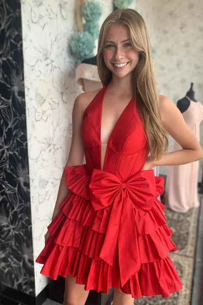 A Line Short Halter Neck Prom Dresses, A Line Short Formal Homecoming Dresses