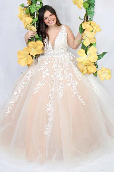 A Line V Neck Burgundy Champagne Lace Prom Dresses, Long Lace V Neck Formal Evening Dresses