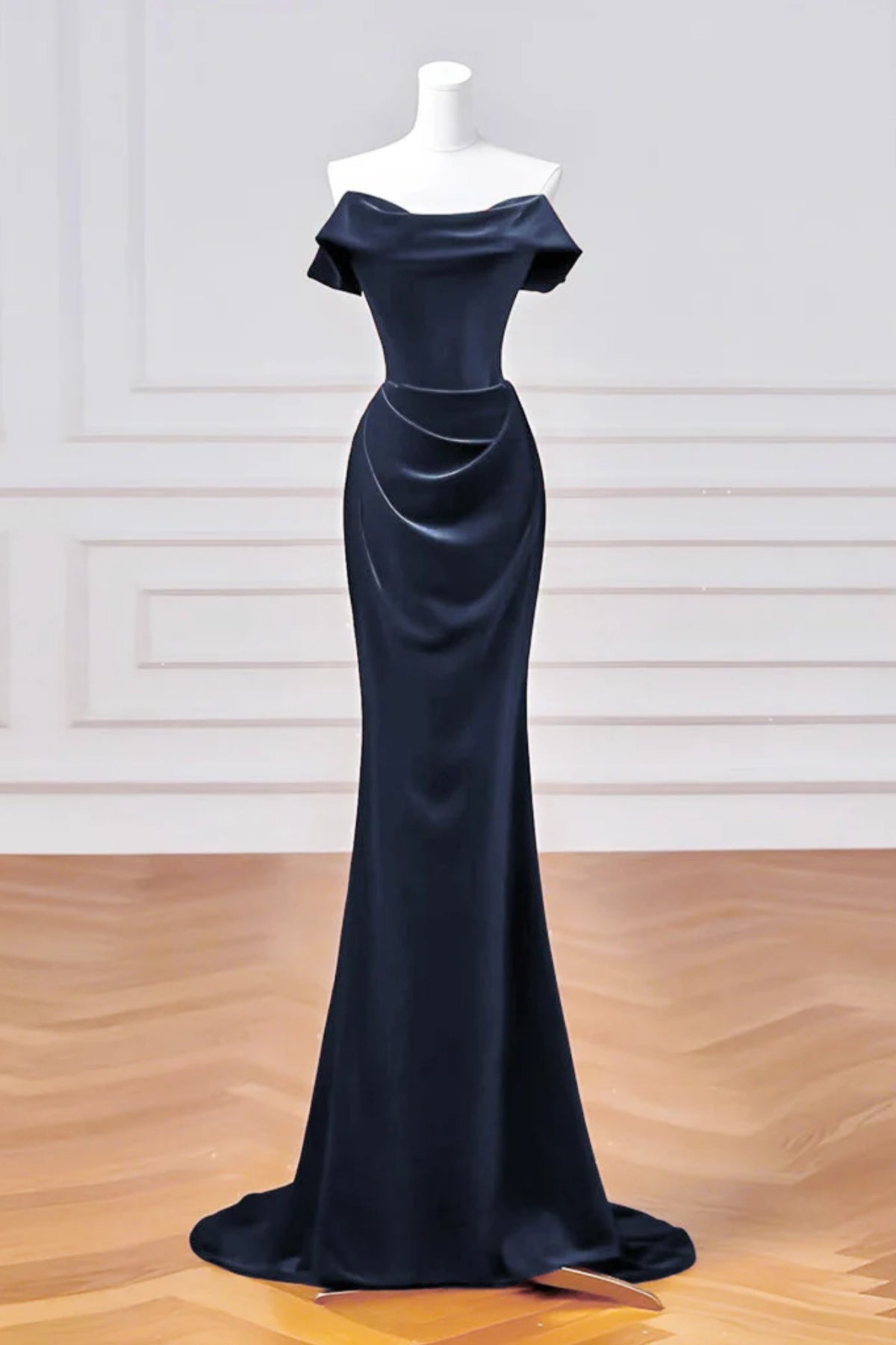 Off the Shoulder Mermaid Blue Prom Dresses, Off Shoulder Mermaid Blue Long Formal Evening Dresses