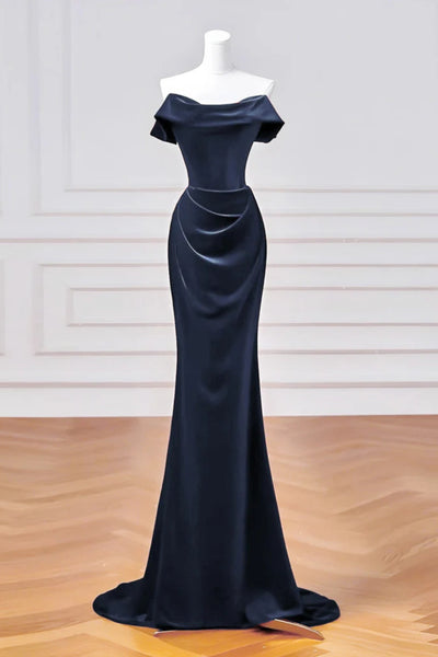 Off the Shoulder Mermaid Blue Prom Dresses, Off Shoulder Mermaid Blue Long Formal Evening Dresses