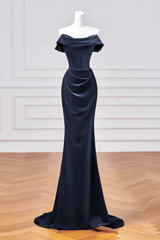 Off the Shoulder Mermaid Blue Prom Dresses, Off Shoulder Mermaid Blue Long Formal Evening Dresses