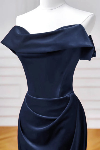 Off the Shoulder Mermaid Blue Prom Dresses, Off Shoulder Mermaid Blue Long Formal Evening Dresses