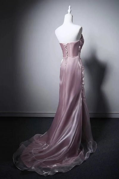 Off the Shoulder Pink Mermaid Long Prom Dresses, Pink Mermaid Long Formal Evening Dresses