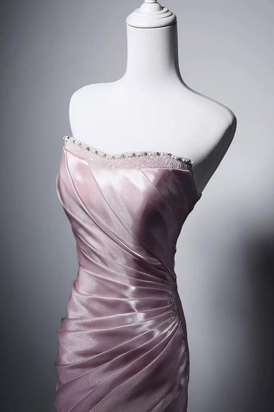 Off the Shoulder Pink Mermaid Long Prom Dresses, Pink Mermaid Long Formal Evening Dresses