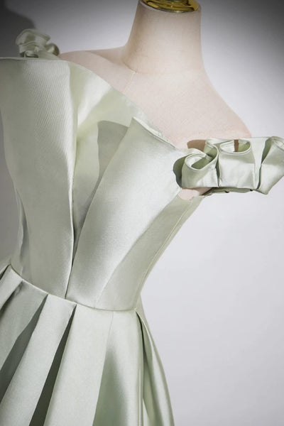 Off the Shoulder Sage Green Long Prom Dresses, Off Shoulder Sage Green Formal Evening Dresses