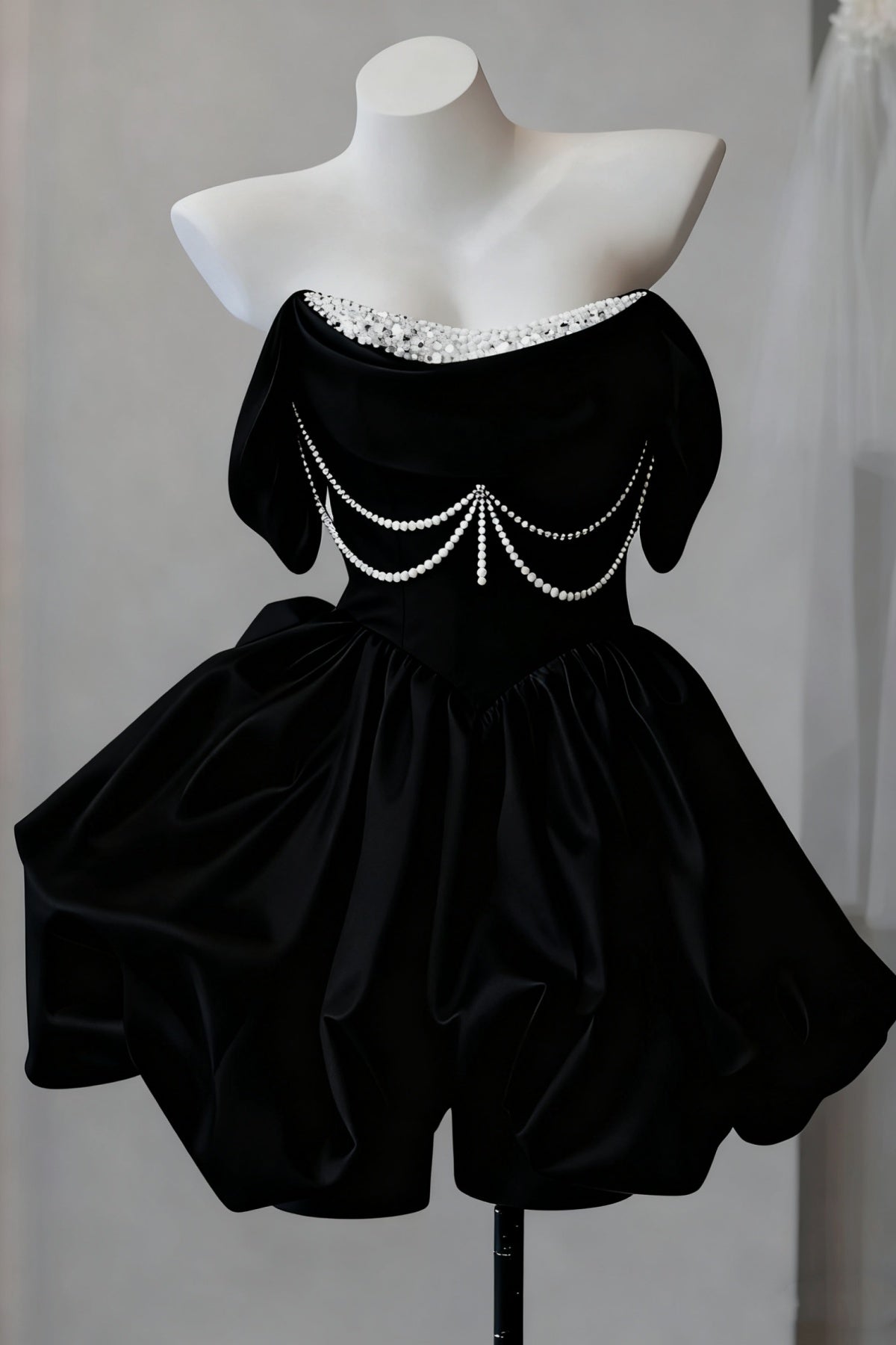 Off the Shoulder Short Black Prom Dresses, Short Black Formal Homecoming Dresses