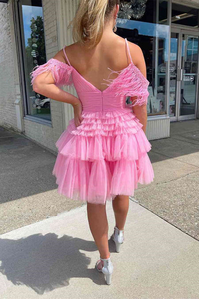 Off the Shoulder Short Pink Blue Black Prom Dresses, Short Off Shoulder Formal Homecoming Dresses