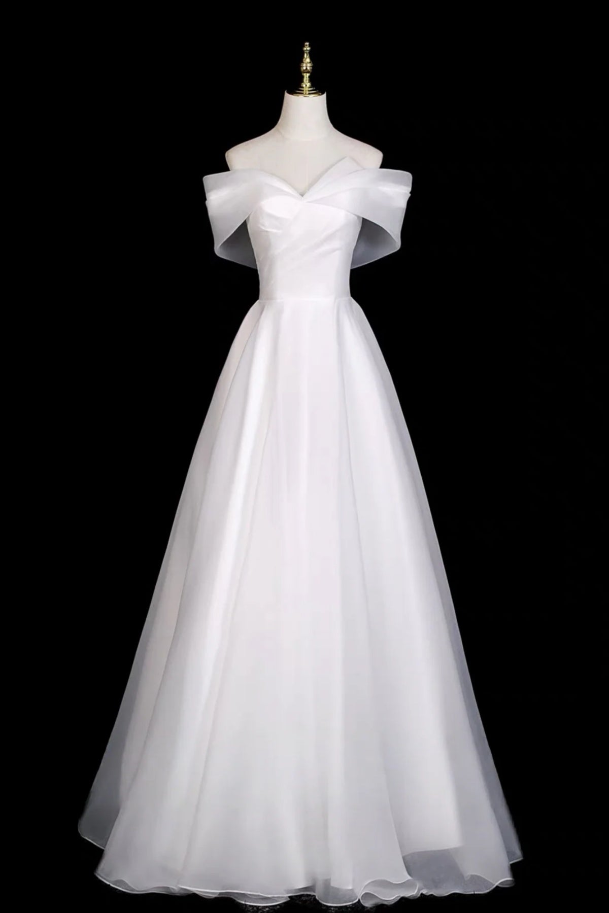 Off the Shoulder White Organza Prom Dresses, Off Shoulder White Organza Wedding Dresses, Bridal Dresses