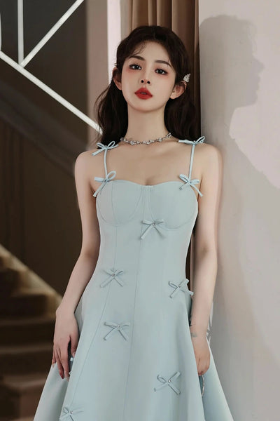 Spaghetti Straps Short Light Blue Prom Dresses, Short Light Blue Formal Homecoming Dresses