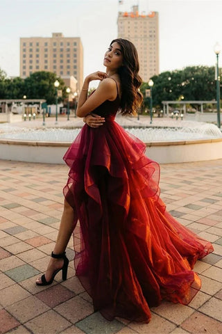 V Neck Burgundy Long Prom Dresses, V Neck Wine Red Long Formal Evening Dresses