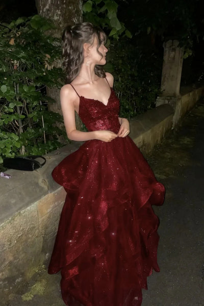 V Neck Layered Black Burgundy Blue Beaded Long Prom Dresses, V Neck Beaded Long Formal Graduation Dresses