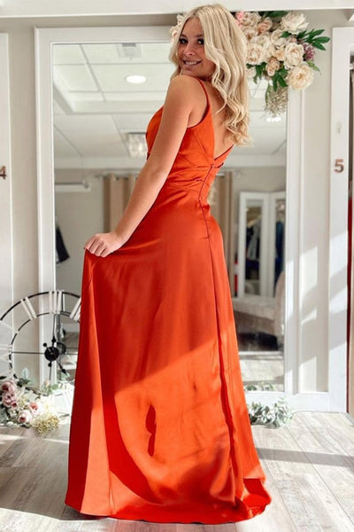 A Line V Neck Red/Pink/Blue Long Prom Dresses with Pocket, V Neck Red/Pink/Blue Formal Graduation Evening Dresses EP1876