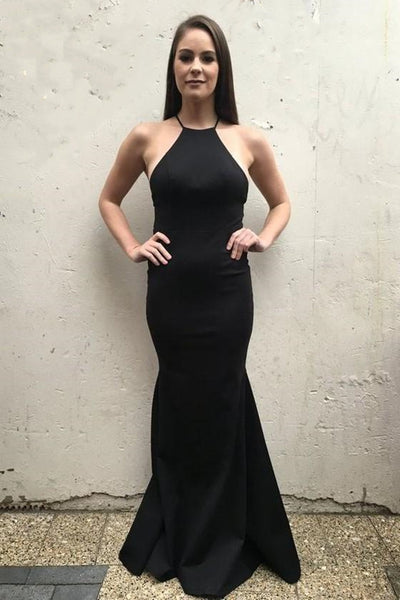Elegant Mermaid Backless Black Long Prom Dresses, Mermaid Black Formal Dresses, Backless Black Evening Dresses EP1481