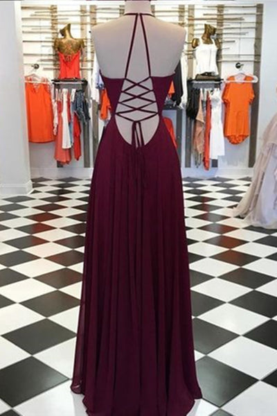 Elegant V Neck Open Back Burgundy Prom Dresses, Open Back Burgundy Formal Dresses, Long Burgundy Evening Dresses EP1370