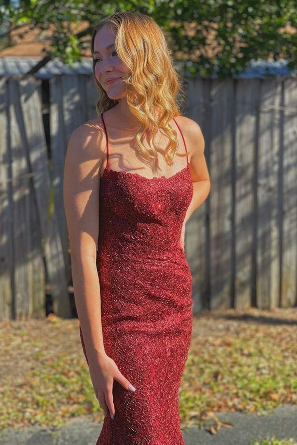 Mermaid Backless Burgundy Lace Long Prom Dresses, Burgundy Lace Formal Dresses, Burgundy Evening Dresses EP1577