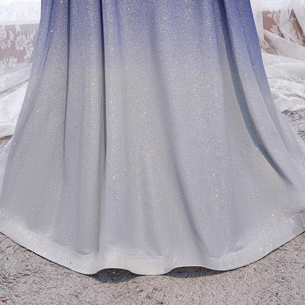 Off the Shoulder Purple Ombre Long Prom Dresses, Off the Shoulder Purple Formal Evening Dress with Corset Back