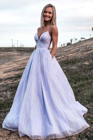 Shiny V Neck Backless Purple Long Prom Dresses, Sparkly Backless Purple Formal Dresses, Purple Evening Dresses
