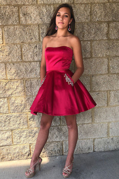 Short Burgundy Prom Dresses, Short Burgundy Formal Homecoming Dresses