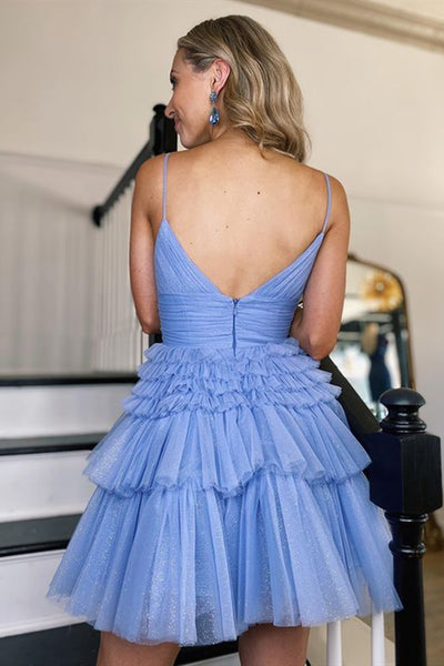 Short V Neck Purple Prom Dresses, V Neck Short Purple Formal Homecoming Dresses