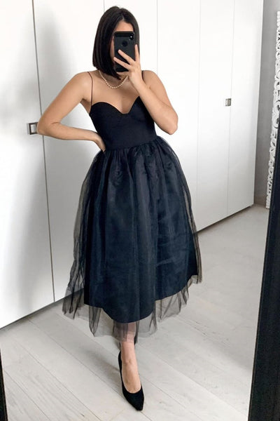 Sweetheart Neck Black Short Prom Dresses, Black Homecoming Formal Graduation Evening Dresses EP1359