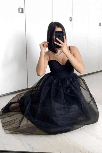 Sweetheart Neck Black Short Prom Dresses, Black Homecoming Formal Graduation Evening Dresses EP1359