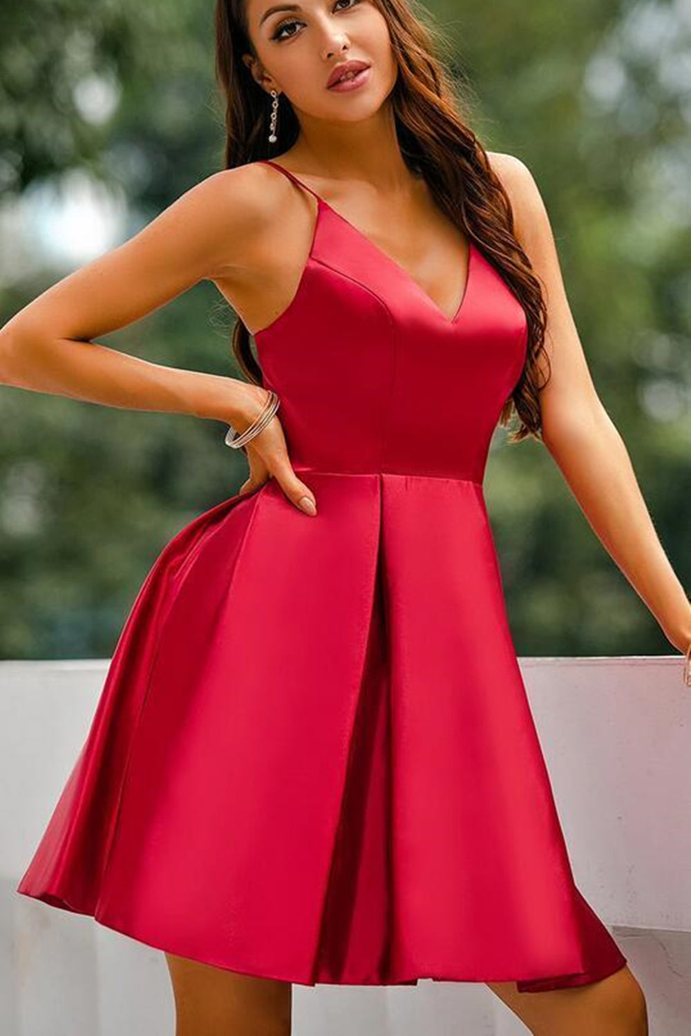 V Neck Backless Burgundy Short Prom Dresses, Backless Burgundy Homecoming Dresses, Burgundy Formal Evening Dresses EP1398